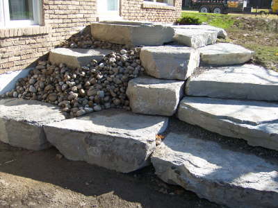 steps and retaining wall